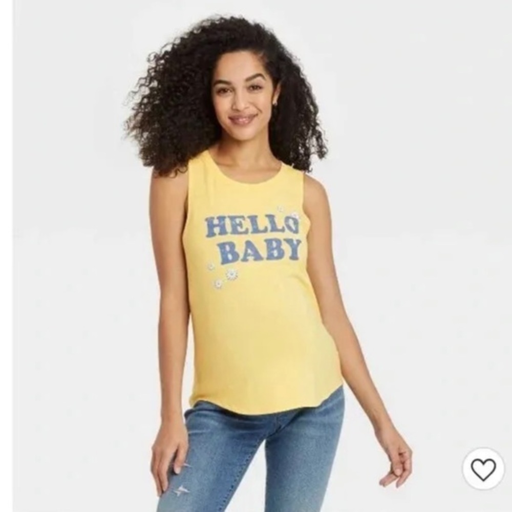 NWT Yellow Daisy Hello Baby Floral Muscle Tee Tank Top Isabel Maternity New